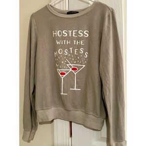 New w/out tags WILDFOX Hostess‎ with the Mostess Graphic Sweatshirt Gray Size XS